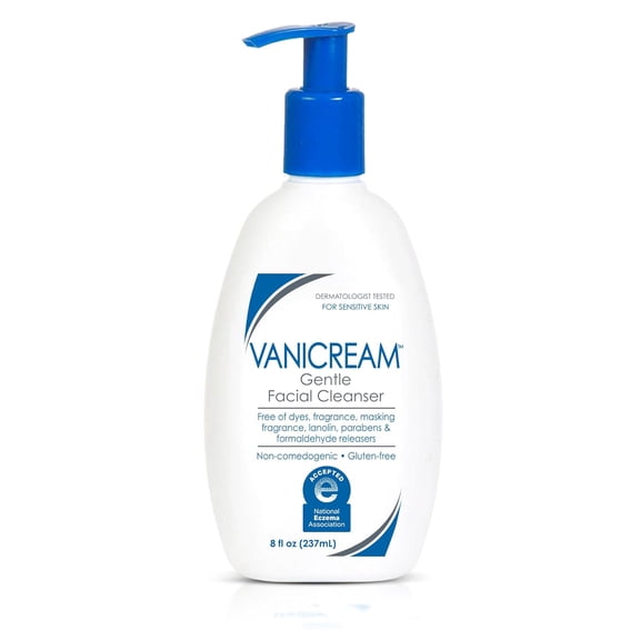 Gentle Facial Cleanser with Pump | Sensitive Skin Face Wash | Fragrance Free | 8 fl oz
