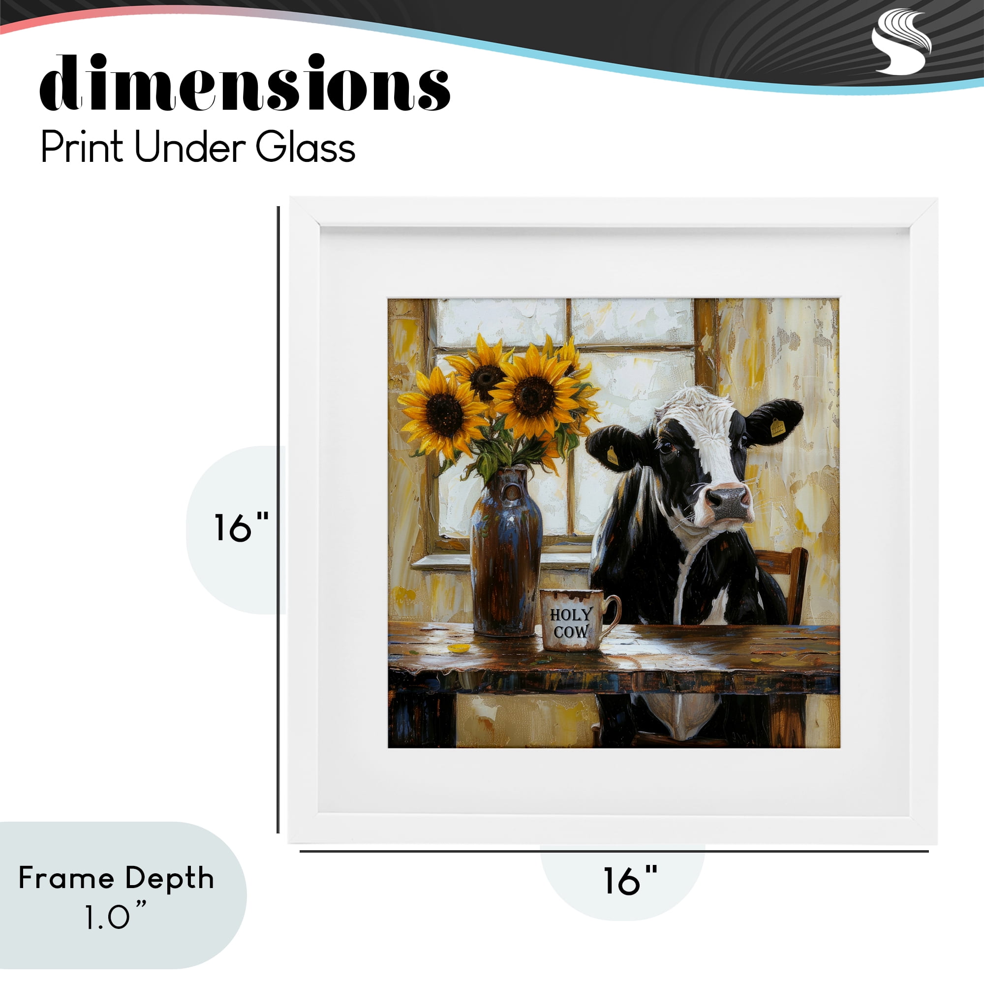 Stupell Industries Holy Cow Rustic Farm Table White Framed Print Under Glass, design by Tina LeCour