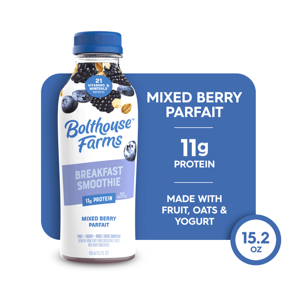 Bolthouse Farms Fruit Smoothie, Mixed Berry Parfait, 15.2 fl. oz. Bottle