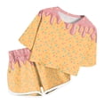 thumbnail image 2 of Baby Girl Outfits Ice Cream Print Short Sleeve Top and Shorts Summer Play Set Girls' Clothing Sets Light Pink 13-14T, 2 of 5