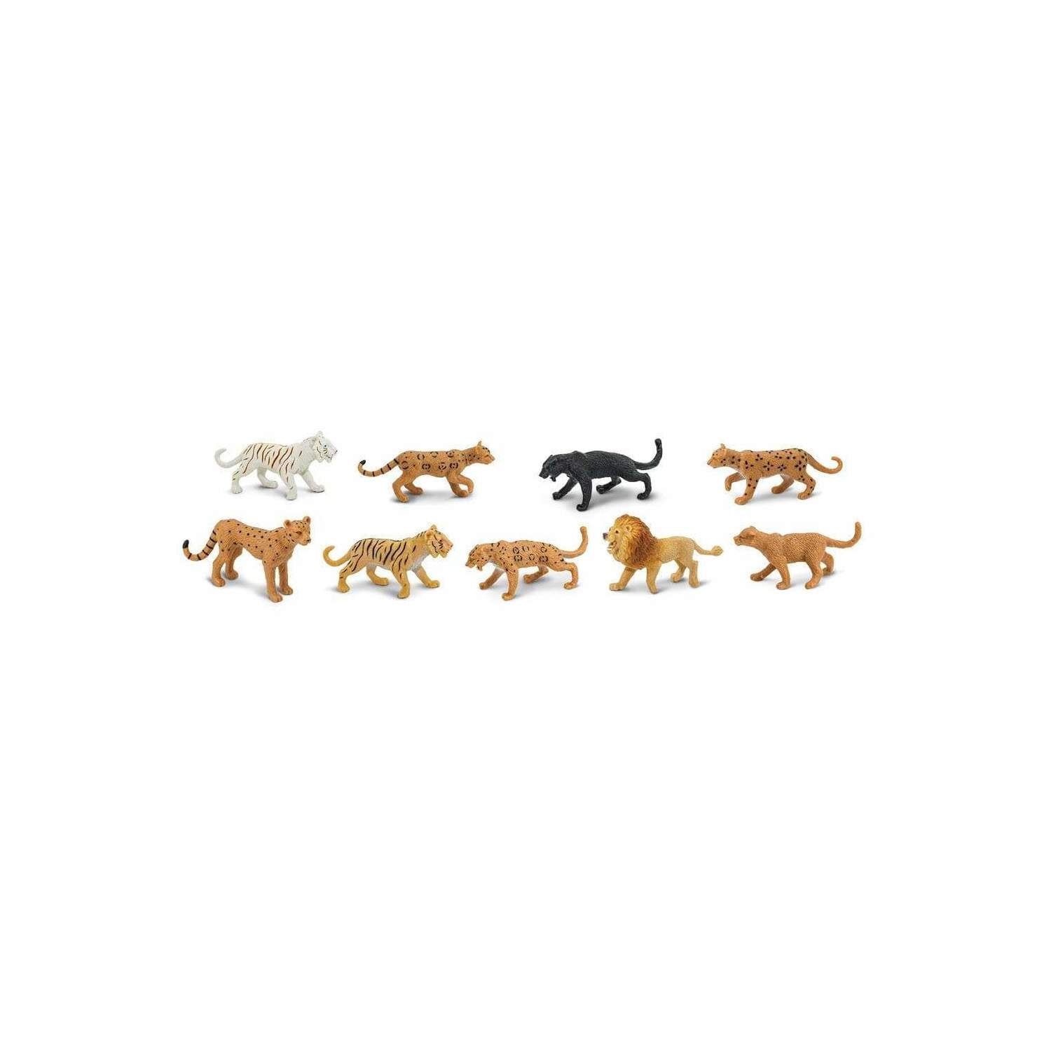 Safari Big Cats TOOB Mini Figurines Including Lion, Tiger