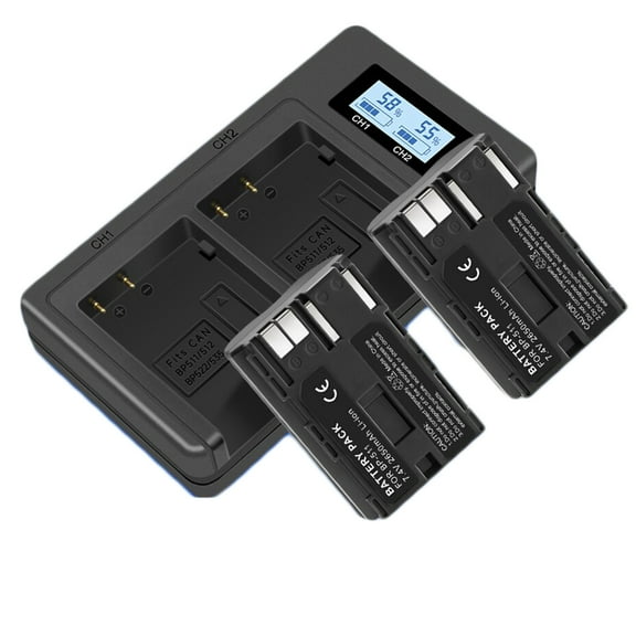 Digital Camera Battery Charger BP511A Rechargeable Camera Battery Charger LCD Dual Charger for Canon EOS 300D 5D 20D 30D 50D 40D 10D