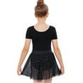 thumbnail image 2 of Stelle Girls' Sequin Chiffon Ballet Dance Skirt ,Elastic Waisted Sheer Dance Skate Over Scarf for Leotards Pull-on Half Dress,Black,10-12 Years, 2 of 6