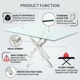 thumbnail image 6 of Sumdeal Modern 5-Piece Dining Table Set, 63" Rectangular Tempered Glass Table with 4 Gray PU Leather C-Frame Cantilever Chairs, Ghrome Plated Metal Legs, Luxury Kitchen & Dining Furniture, 6 of 9