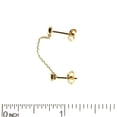 thumbnail image 2 of 18K Solid Yellow Gold Round and Pear Zircon Chained Studs Post Earring for two wholes, 2 of 4