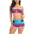 thumbnail image 4 of Maillot de Bain Femme Mode Multicolore Dégradé Imprimé Creux Boxeur Fendu, 4 of 8