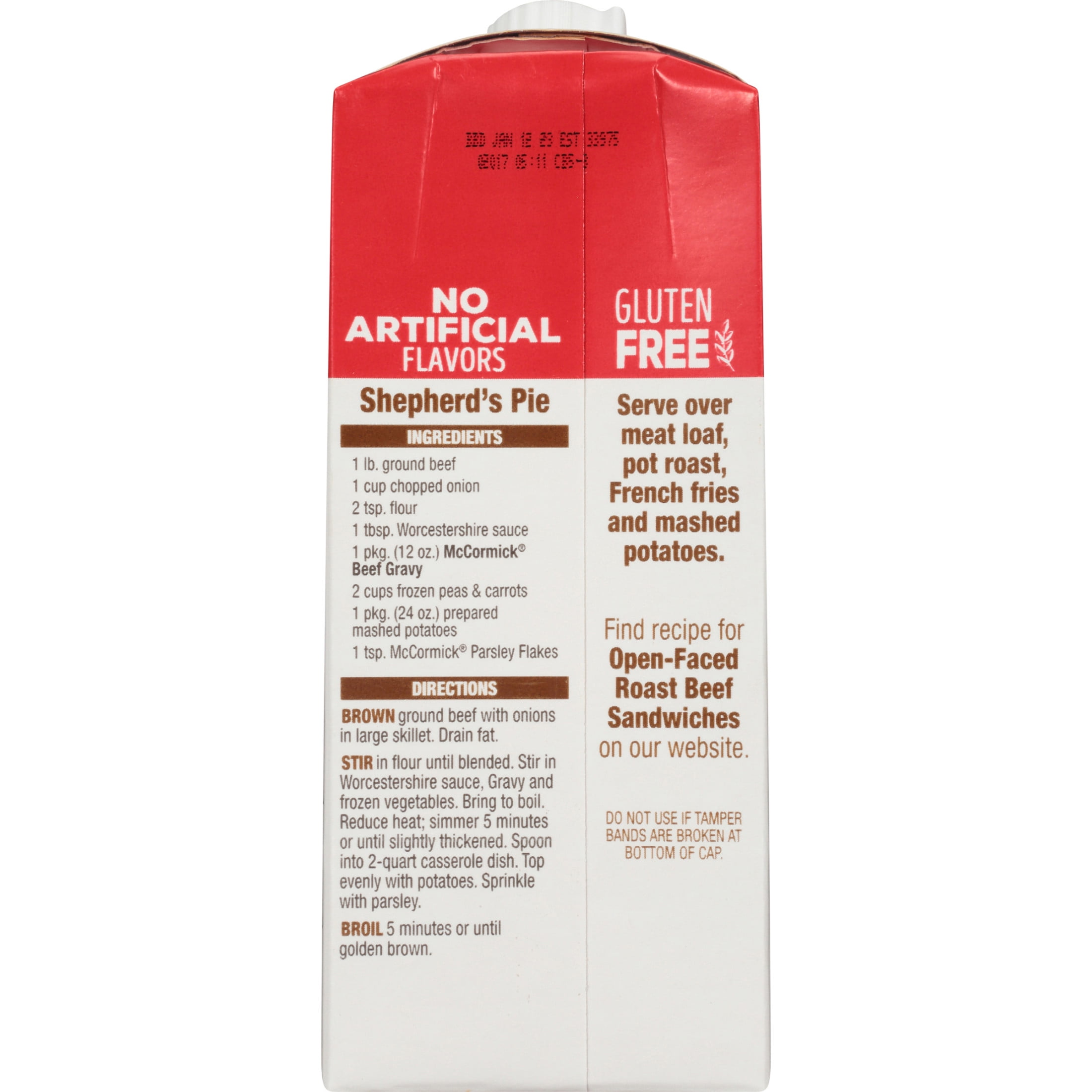 McCormick No Artificial Flavors Gluten Free Simply Better Beef Gravy, 12.0 oz Brick