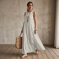 thumbnail image 3 of Jiueut Geometric Floral Print Summer Dresses for Women Maxi Dresses Long Flowy A Line Sleeveless Sundresses with Pockets for Beach Tropical Travel Crewneck, XL, 3 of 7