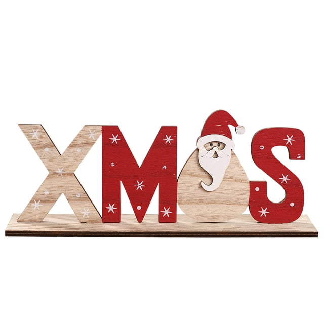 Navidad de madera Papá Noel muñeco de nieve copos de nieve decoración de letras adorno de mesa letras signo decoración para fiesta de Navidad