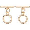 thumbnail image 1 of 12 Sets 18K Gold Plated Brass Round Toggle Clasps T Bar OT End Fasteners Closure Clasps Jump Rings Connectors for DIY Bracelet Necklace Jewellery Making Craft Supplies Findings Gifts 12.5mm, 1 of 5