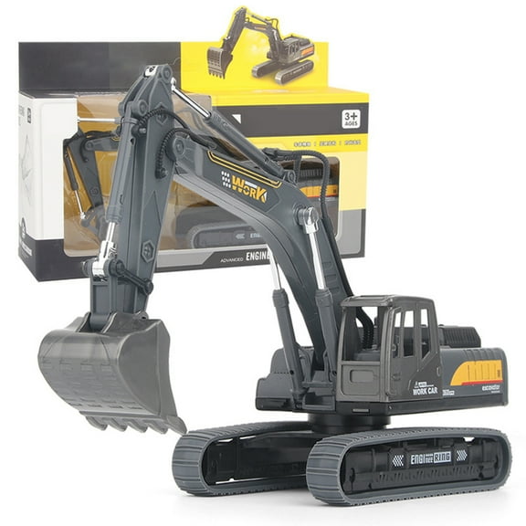 CSCHome Manual Excavator Toys, Toddler Construction Toy Car, Inertia Truck Toys, The Best Birthday Gift for 3 Year Olds(Gray)