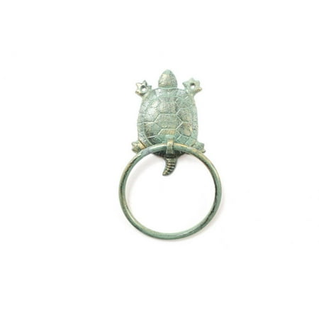 Antique Bronze Accessories - Antique Seaworn Bronze Cast Iron Turtle Towel Holder 8