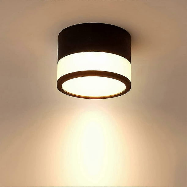 Round Black Warm White Ceiling Lamp with 12W 3000K LED Light for Living Room, Aluminum Light Fixture Spotlights Suitable for Various Brands