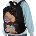 thumbnail image 4 of Yuyamidu Cute Capybara 17 Inch School Backpack with Multiple Pockets, Large Capacity Bookbag for Teen Students Class Daily Commute Travel Use, 4 of 6