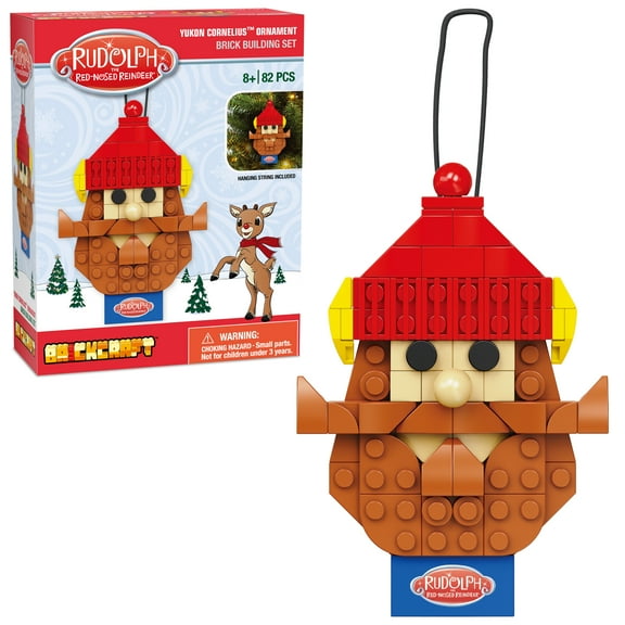 Brickcraft Rudolph the Red-Nosed Reindeer Yukon Cornelius Ornament Building Kit, (82- Plastic Piece) Christmas Decoration Set