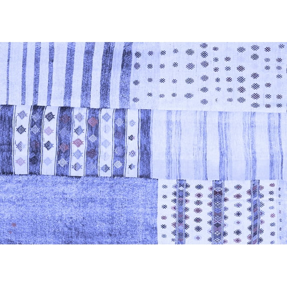 Ahgly Company Indoor Rectangle Patchwork Blue Transitional Area Rugs, 5' x 8'