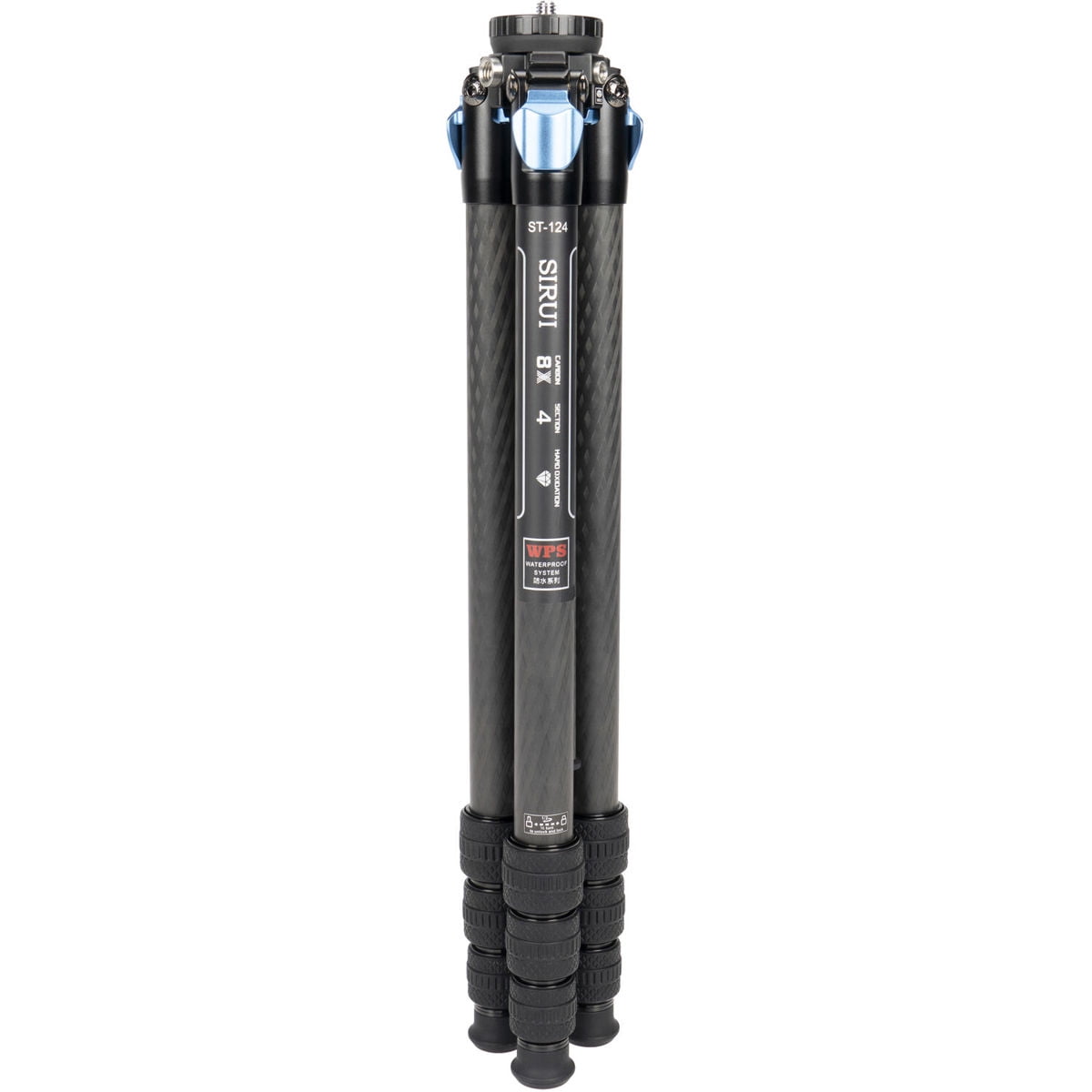 SIRUI ST-124 Carbon Fiber Tripod with Triangular Centre Column, Waterproof, Travel Tripod for Cameras, 4 Sections, 62.2inch, Load 26lbs