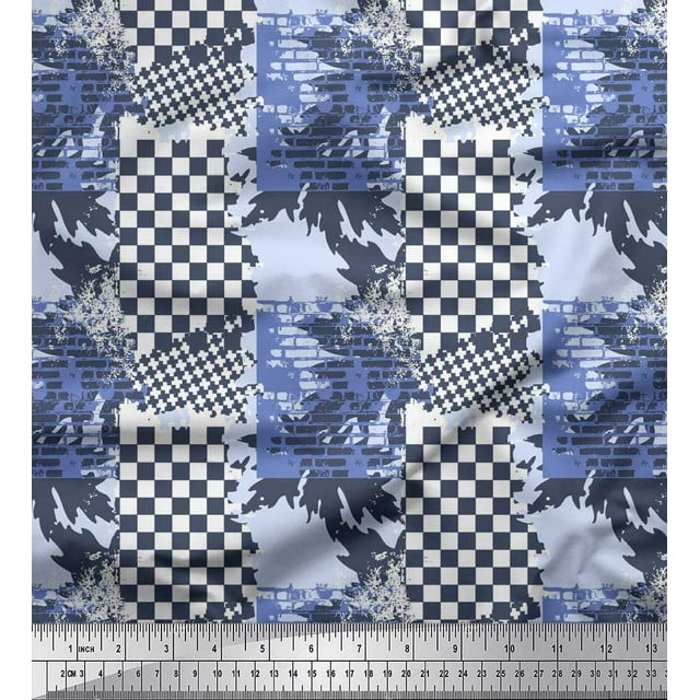 Soimoi Poly Georgette Fabric Check & Texture Decor Fabric Printed Yard 52 Inch Wide