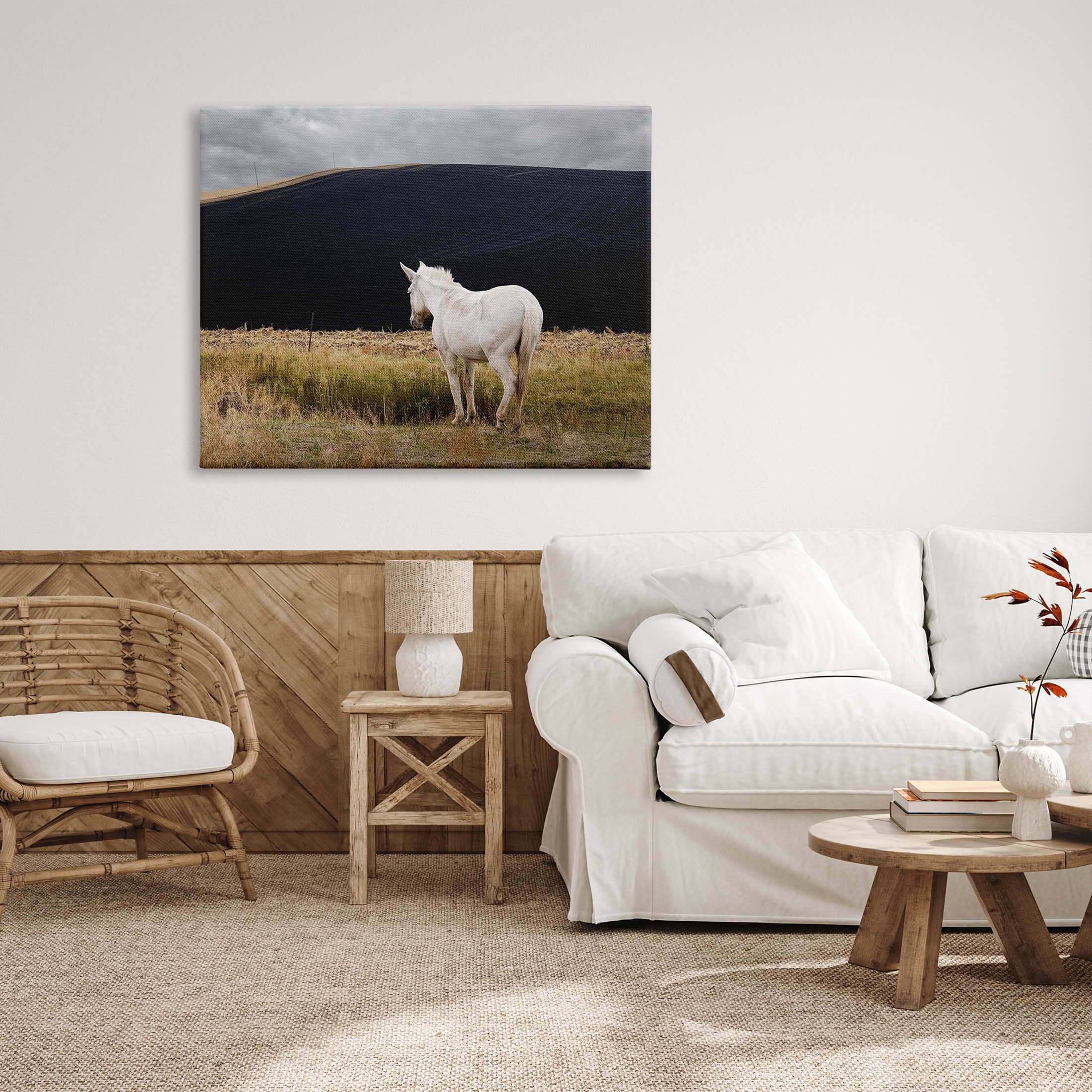 Stupell Industries Lone White Horse Vast Country Pasture Photograph Gallery Wrapped Canvas Print Wall Art, Design by David Lorenz