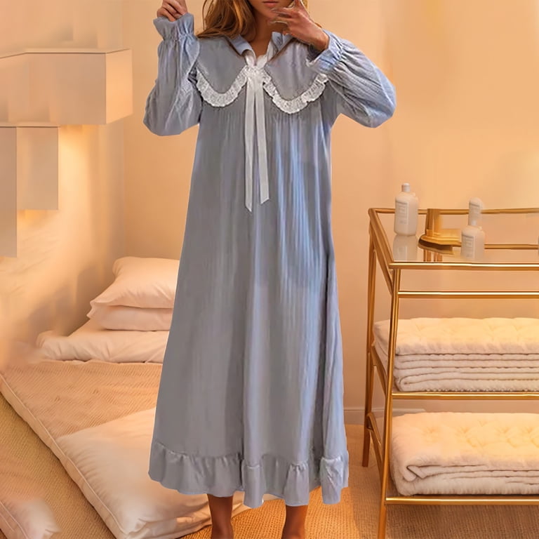 Black and Friday Clothing Sales Idoravan Night Gowns for Women Sleepwear  Women's Winter Casual Thick Warm Flannel Long Loose Nightdress