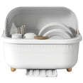 thumbnail image 1 of Caja Multifuncional para Secar Platos con Tapa, Escurridor que Ahorra Espacio para Accesorios de Cocina, Orificio de Drenaje Inferior, Uso Versátil, Ahorra (Blanco L), 1 of 9