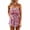 Pink, variant on Women's Rompers Summer Strapless Floral Print Off Shoulder Boho Flowy Ruffle Hem Shorts Jumpsuit with Pocket
