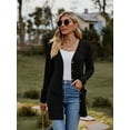 thumbnail image 6 of Chiclily Women's Fall Cardigan Lightweight Soft Knit Cardigan Black 2XL Long Sleeve Open Front Coat with Pockets, 6 of 7
