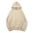 thumbnail image 2 of Ujnder Women's Cozy Basic Sweatshirts Loose Fit Hoodies with Pocket Long Sleeve Drop Shoulder Pullover for Women Casual Fall Outfits 01-Beige XXL, 2 of 7