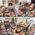 thumbnail image 5 of 5'x7' Area Rugs, Vintage Flowers Indoor Outdoor Area Rug for Living Room Bedroom, Ethnic Boho Floral Botanical Black Washable Bathroom Rugs Kitchen Floor Carpet Mats Home Decor Aesthetic, 5 of 8
