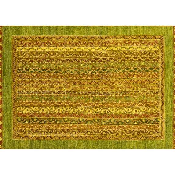 Ahgly Company Indoor Rectangle Oriental Yellow Modern Area Rugs, 6' x 9'