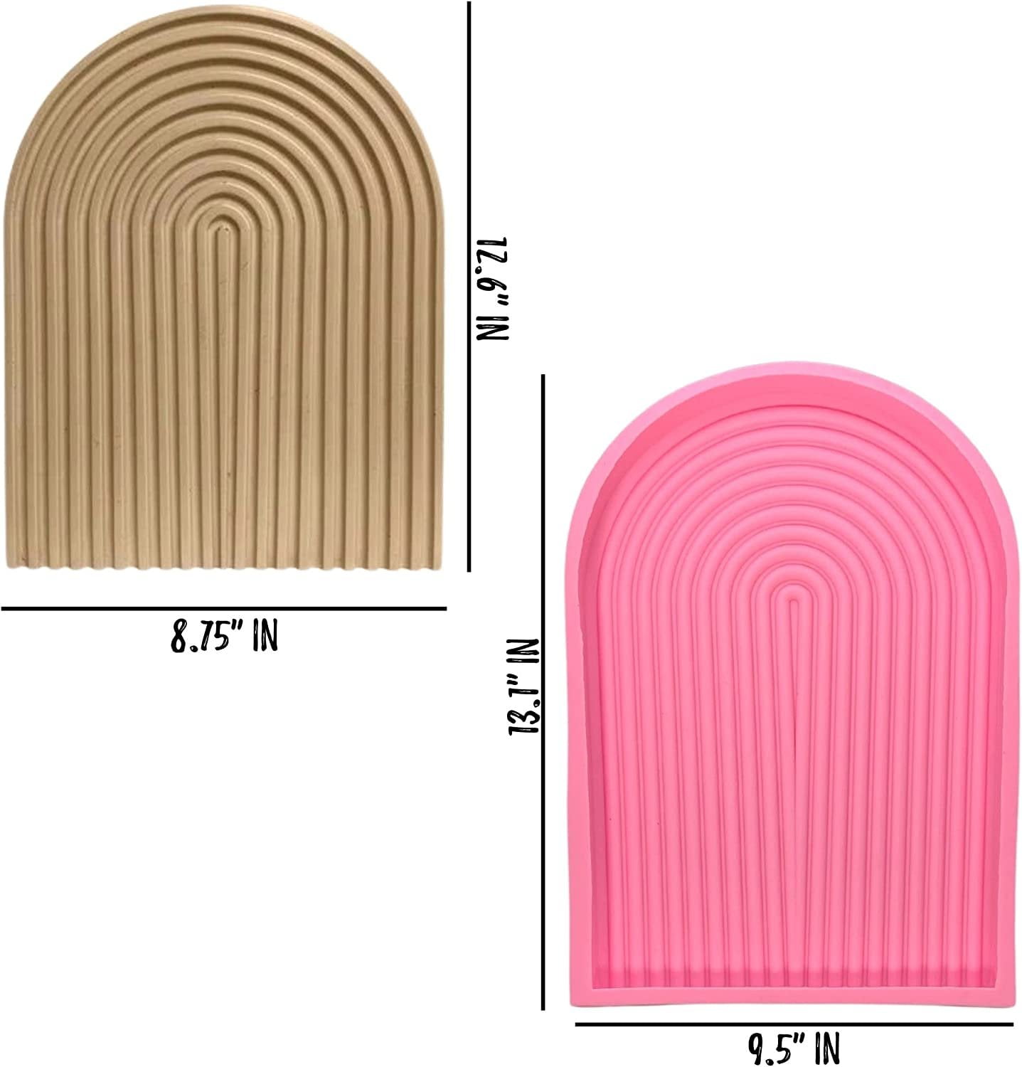 Large Arched Rainbow Silicone Resin Tray Mold  for Making Home Decor Resin Casting Mold Resin Terrazzo Decor  0.8" inches Deep x 8.75" inches Tall x 12.6" inches Wide  XL Pink Mold
