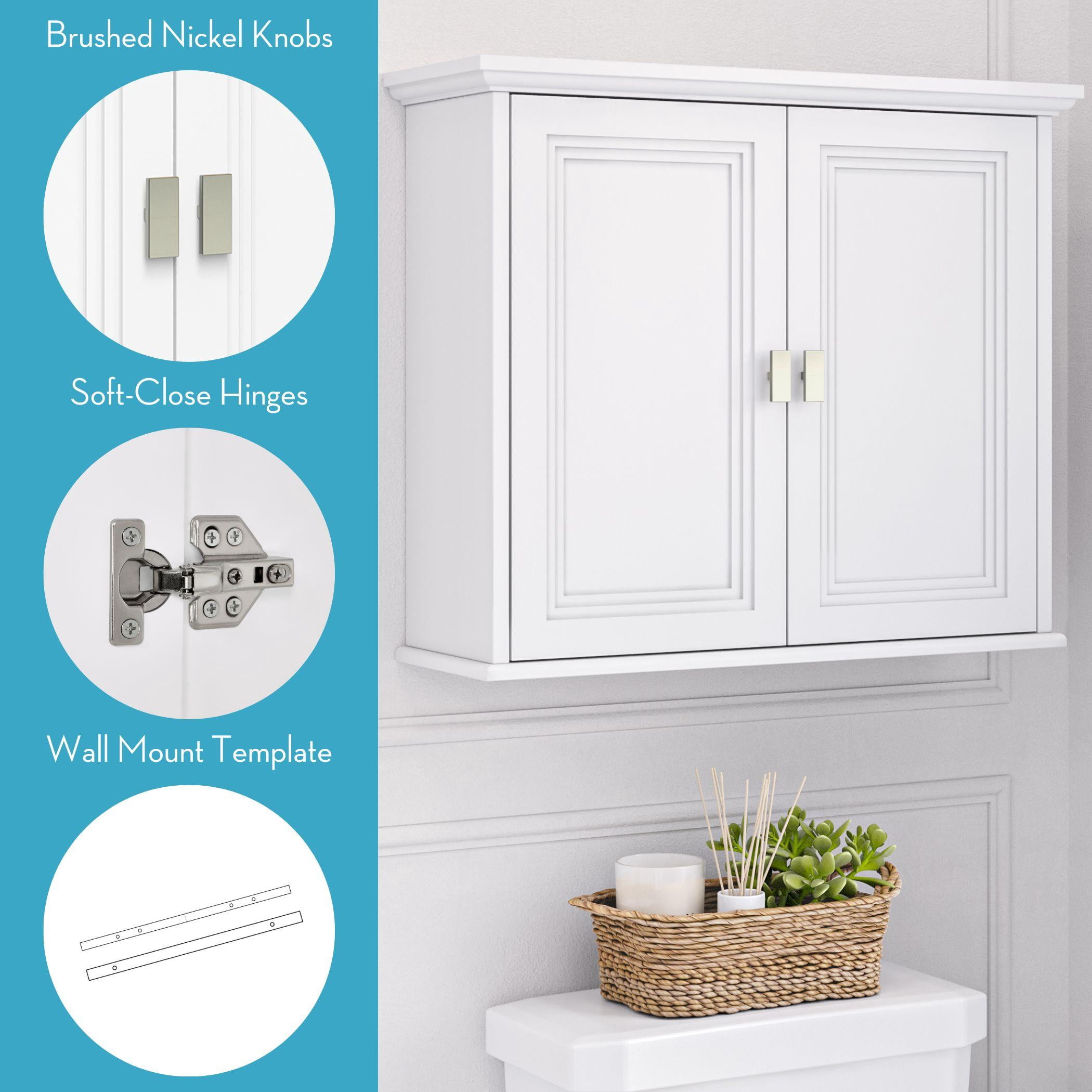RiverRidge Geneva Two-Door Bathroom and Laundry Wall Mount Storage Medicine Cabinet with Fixed and Adjustable Shelves - White
