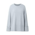 thumbnail image 4 of UJNDER Women's Oversized Sweater Crewneck Long Sleeve Fuzzy Knit Warm Pullover Sweater Top Oversized Sweaters for Women Light Blue S, 4 of 5