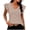 Khaki, variant on Women's T-Shirts V Neck Ruffle Short Sleeve Fitted Striped Solid Color Cute Summer Tops for Date Night Casual Wear
