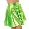 thumbnail image 3 of Haitryli Women Shiny Metallic Skater Flared Skirts Holographic High Waist Pleated Skirts Dancewear Green L, 3 of 7