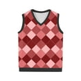 thumbnail image 4 of ZCFZJW Mens Argyle Knitwear Vest Plus Size V Neck Sleeveless Lightweight Slim Fit Pullover Knitted Sweater Casual Work Business Tank Tops Pink XXXL, 4 of 6