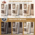 thumbnail image 4 of 360° Rotating Jewelry Armoire w/ LED Full-Length Mirror & Vanity Mirror, Lockable Standing Jewelry Organizer w/ Lights, Large Storage, Grey, 4 of 9