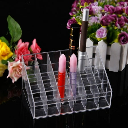 24Slots PlasticTransparent Multifunctional Clear Lipstick Stand Case Cosmetic Makeup Tools Lipstick Rack Organizer