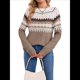 thumbnail image 3 of Suéter Vintage Informal para Mujer, Jersey de Punto con Mangas Raglán y Cuello Redondo, Top Cálido y Cómodo para Otoño. Caqui M, 3 of 10