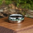 thumbnail image 2 of Green Agate Tungsten Ring For Men Statement Ring Anniversary Ring 8mm, 2 of 6