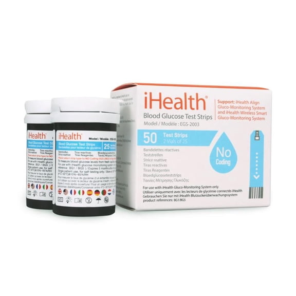 iHealth Blood Glucose Test Strips-No Code, 50 Count