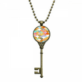 thumbnail image 1 of Geometry Squama Flowers Pattern Japan Key Necklace Pendant Tray Embellished Chain, 1 of 3