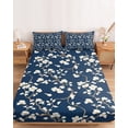thumbnail image 2 of Full Size Fitted Sheet Set - Botanical Flower 3 Piece Bedding Sets 16" Deep Pocket Fitted Sheet with 2 Pillowcases Vintage Garden Floral Wildflower Blue Brushed Microfiber Hotel Luxury Bed Sheets, 2 of 9