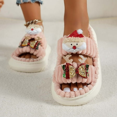 

WQJNWEQ Clearance Men s and Women s Couple Shoes Flat Plush Non-slip Home Shoes Linen Comfortable Platform Slippers on Sale