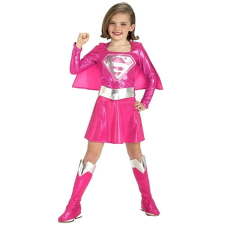 Girls Deluxe Pink Supergirl Halloween Costume