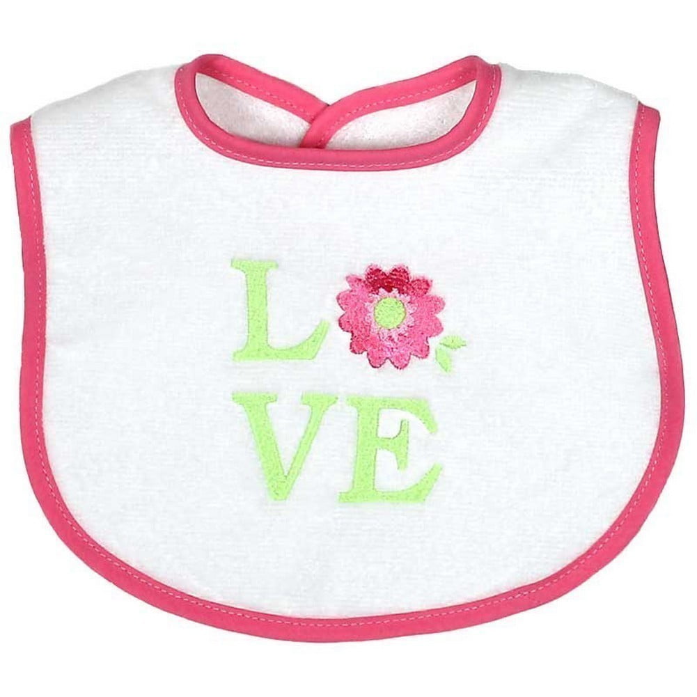 Raindrops Baby Girls "Love" Embroidered Bib, Pink by Raindrops