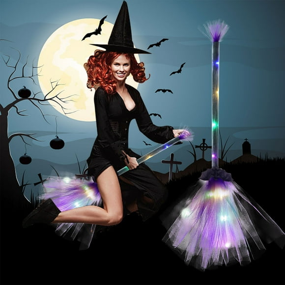 DPTALR Halloween Decoration Witch Flying Broomstick Party Dance Costume Props Dress Up Warm Light