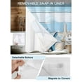 thumbnail image 3 of No Hook Cloth Fabric Shower Curtain with Snap in Liner, Blue Coastal Starfish Waterproof Shower Curtains Set with See Through Top Window, Summer Ocean Shells Wooden Grain Bath Curtains Shower 54"x78", 3 of 6