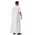 thumbnail image 7 of Gamivast Mens Short Sleeve Shirts Embroidery Zip Neck Kaftan Robe Dress Shirts Muslim Fashion Thobe Jubba Casual Shirts Loose Fit Summer Prayer Wear, 7 of 7