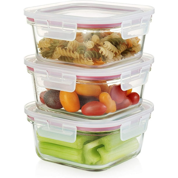 Komax Glass Food Storage Containers Square With Snap Locking Lids (27